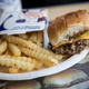 In this photo illustration, a meatless ‘Impossible Slider’ sits on a table at a White Castle restaurant, April 12, 2018 in the Queens borough of New York City.